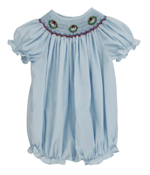Bishop Short Romper in Smocked Wreath