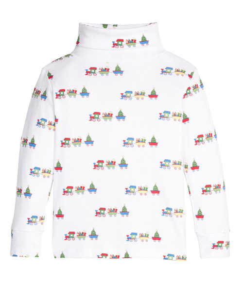 Printed Turtleneck in Holiday Trains