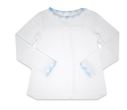 Taylor T Long Sleeve - white, blue BC