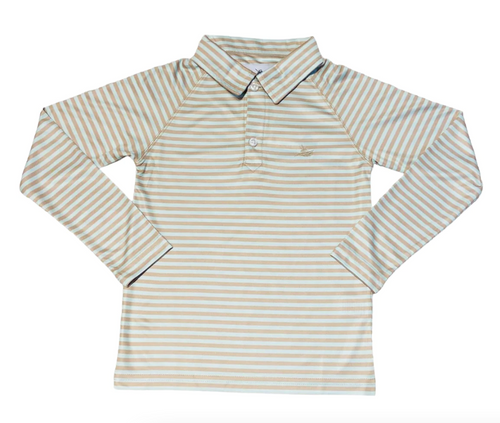 LS Polo - mint/khaki striped