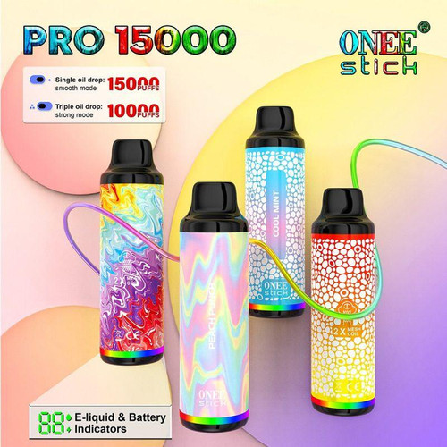 KangVape Onee Stick Pro 15K Disposable vape devices, colorful and sleek with liquid indicator, designed for vaping enthusiasts.