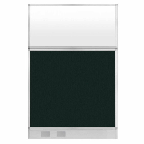 Configurable Acoustic Cubicle Partition Electric Hush Panel 4' x 6' Forest Green Fabric Frosted Window w/ Electric Channel