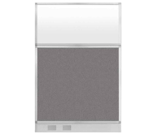 Configurable Acoustic Cubicle Partition Electric Hush Panelª 4' x 6' Slate Fabric Frosted Window w/ Electric Channel