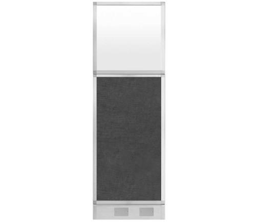 Configurable Acoustic Cubicle Partition Electric Hush Panel 2' x 6' Classic Gray Fabric Frosted Window w/ Electric Channel