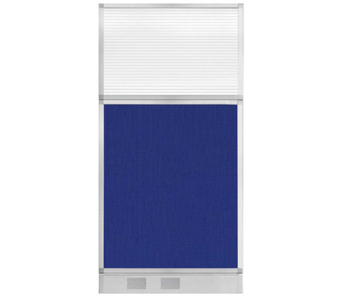 Configurable Acoustic Cubicle Partition Electric Hush Panelª 3' x 6' Royal Blue Fabric Clear Fluted Window w/ Electric Channel