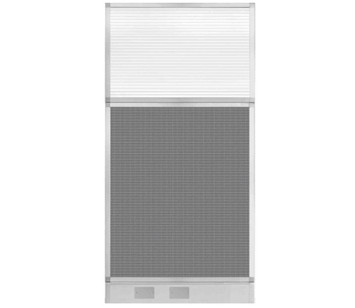 Configurable Acoustic Cubicle Partition Electric Hush Panel 3' x 6' Ash Gray Fabric Clear Fluted Window w/ Electric Channel