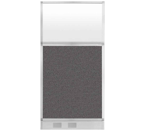 Configurable Acoustic Cubicle Partition Electric Hush Panelª 3' x 6' Charcoal Gray Fabric Frosted Window w/ Electric Channel