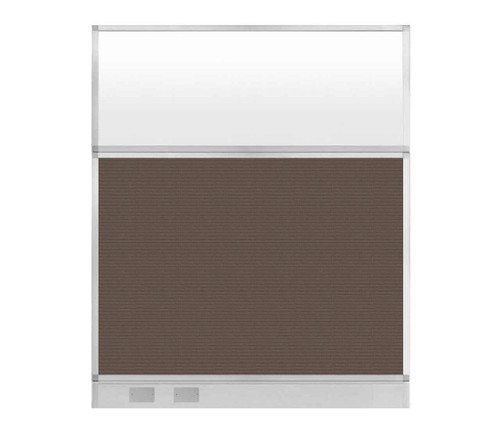 Configurable Acoustic Cubicle Partition Electric Hush Panel 5' x 6' Latte Fabric Frosted Window w/ Electric Channel