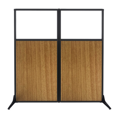 Work Station Screen 66" x 70" Natural Maple Wood Grain With Clear Window