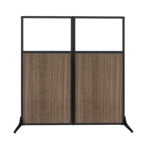 Work Station Screen 66" x 70" Gray Elm Wood Grain With Clear Window