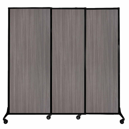 QuickWall Sliding Portable Partition 7' x 6'8" Gray Elm Wood Grain