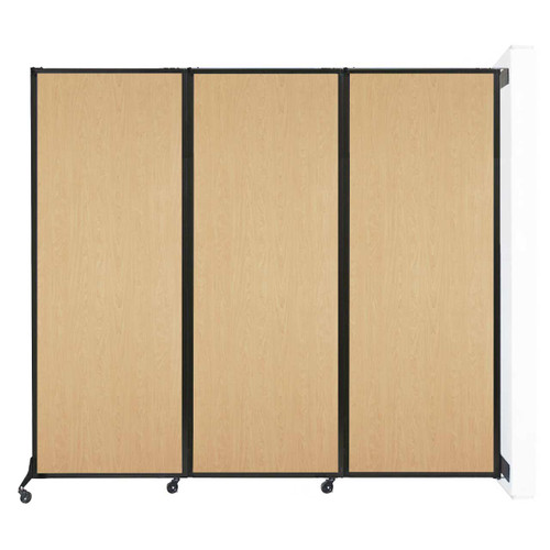 Wall-Mounted QuickWall Folding Partition 8'4" x 7'4" Natural Maple Wood Grain