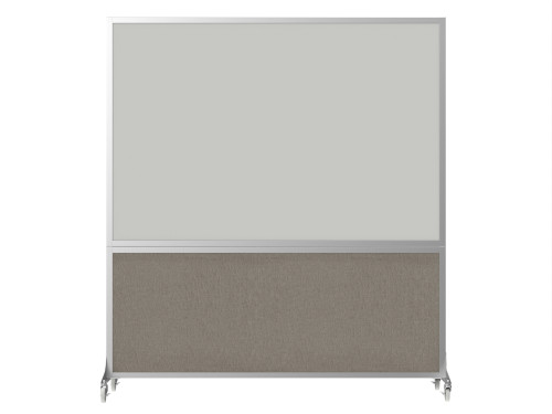DivideWrite Portable Whiteboard Partition 6' x 6' Warm Pebble Fabric - Silver Trim