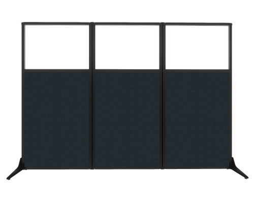 Work Station Screen 99" x 70" Blue Spruce Fabric With Clear Window