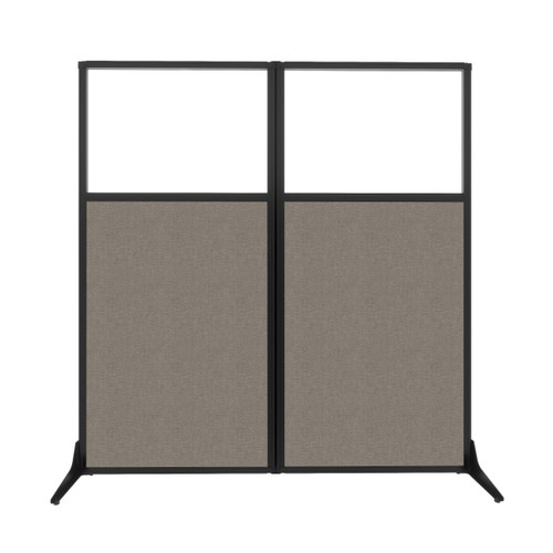 Work Station Screen 66" x 70" Warm Pebble Fabric With Clear Window