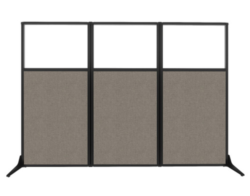 Work Station Screen 99" x 70" Warm Pebble Fabric With Clear Window