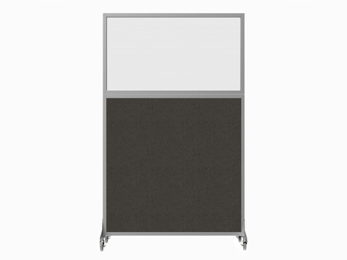 Hush Screenª Portable Partition 4' x 6' Mocha Fabric Clear Fluted Window With Wheels