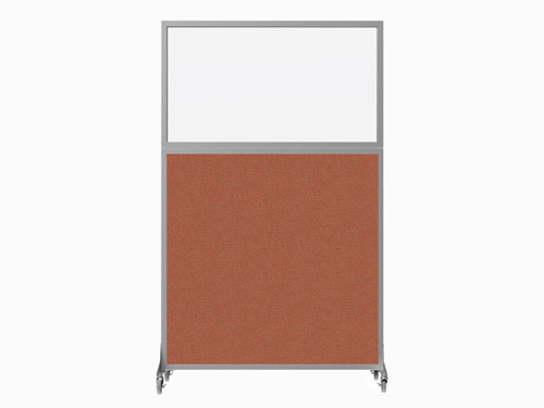 Hush Screen Portable Partition 4' x 6' Papaya Fabric Frosted Window With Wheels