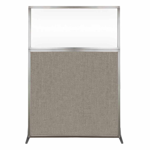 Hush Screen™ Portable Partition 4' x 6' Warm Pebble Fabric Clear Window Without Wheels