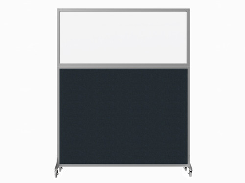 Hush Screen Portable Partition 5' x 6' Blue Spruce Fabric Frosted Window With Wheels