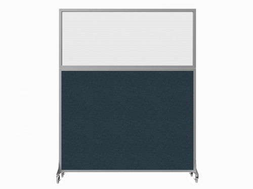 Hush Screenª Portable Partition 5' x 6' Caribbean Fabric Clear Fluted Window With Wheels