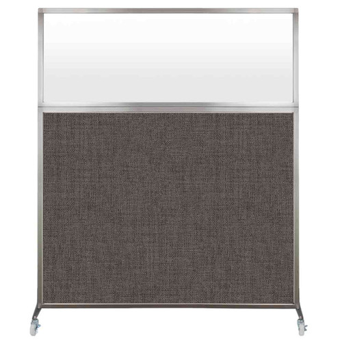 Hush Screenª Portable Partition 5' x 6' Mocha Fabric Frosted Window With Wheels