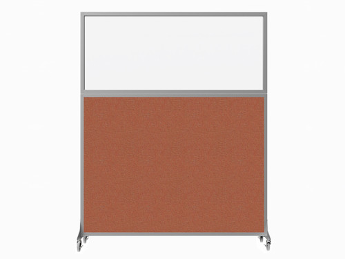 Hush Screen Portable Partition 5' x 6' Papaya Fabric Frosted Window With Wheels