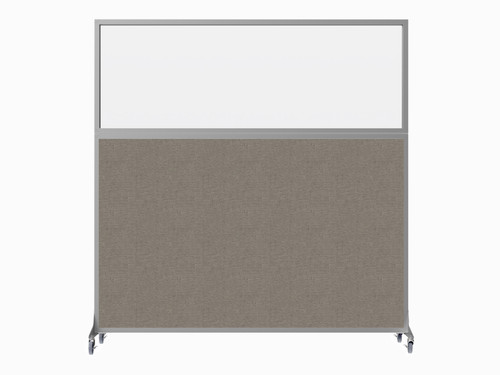 Hush Screenª Portable Partition 6' x 6' Warm Pebble Fabric Clear Window With Wheels