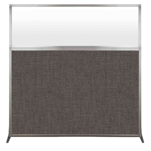 Hush Screen™ Portable Partition 6' x 6' Mocha Fabric Frosted Window Without Wheels