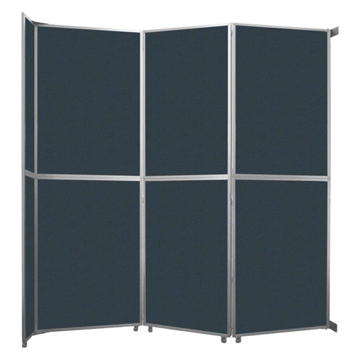 Operable Wall™ Folding Room Divider 11'9" x 12'3" Blue Spruce Fabric - Silver Trim