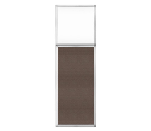 Portable and Acoustic Partition Hush Panel Configurable Cubicle Partition 2' x 6' W/ Window Mocha Fabric Clear Window