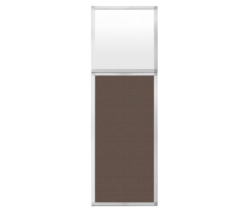 Portable and Acoustic Partition Hush Panel Configurable Cubicle Partition 2' x 6' W/ Window Mocha Fabric Frosted Window