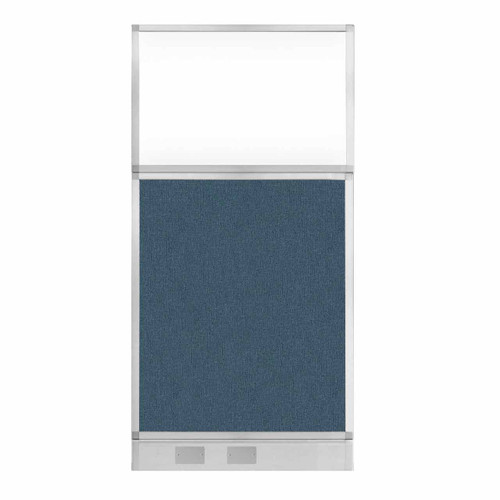 Hush Panel Configurable Cubicle Partition 3' x 6' W/ Window Caribbean Fabric Frosted Window W/ Electric Channel