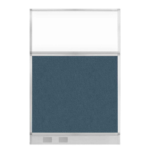 Hush Panel Configurable Cubicle Partition 4' x 6' W/ Window Caribbean Fabric Clear Window W/ Electric Channel