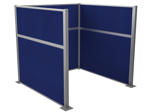 Pre-Configured Hush Panel Cubicle (U Shape) 6' x 6' Royal Blue Fabric