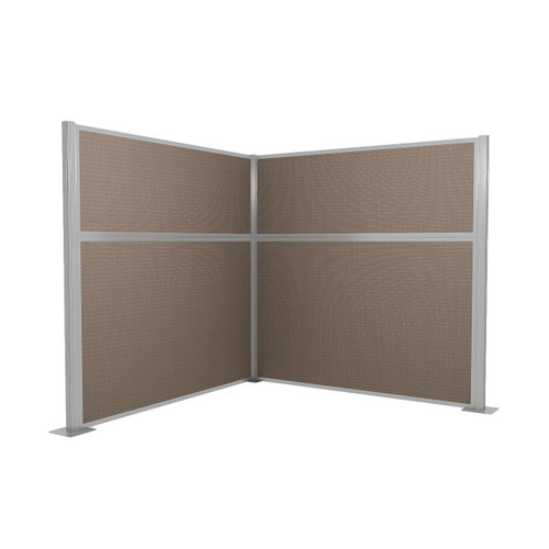 Acoustic Portable Partition Pre-Configured Hush Panel Cubicle, L Shape 6' x 6' Slate Woven Fabric - Silver Trim
