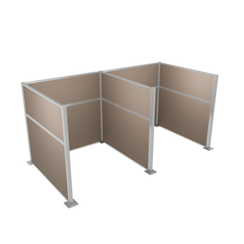 Acoustic Portable Partition Wall Pre-Configured Hush Panel Cubicles 6' x 6' Slate Woven Fabric - Silver Trim