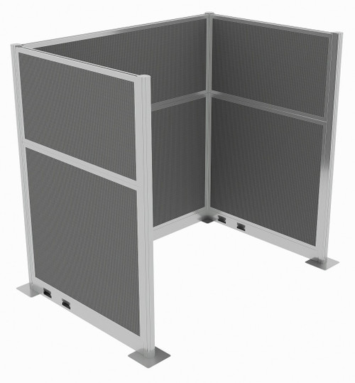 Portable Partition Wall Pre-Configured Hush Panel Electric Cubicle, U Shape 6' x 4' Ash Gray Fabric - Silver Trim