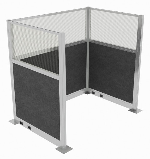 Portable Partition Wall Pre-Configured Hush Panel Electric Cubicle, U Shape 6' x 4' W/ Window Classic Gray Fabric - Silver Trim