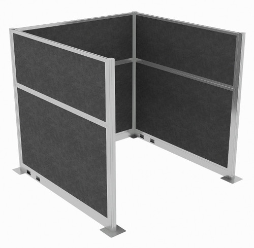 Portable Partition Wall Pre-Configured Hush Panel Electric Cubicle, U Shape 6' x 6' Classic Gray Fabric - Silver Trim