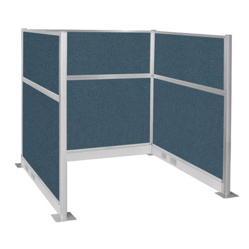 Portable Partition Wall Pre-Configured Hush Panelª Electric Cubicle, U Shape 6' x 6' Caribbean Fabric - Silver Trim