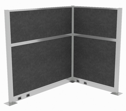 Acoustic Portable Partition Pre-Configured Hush Panel Electric Cubicle, L Shape 6' x 4' Classic Gray Fabric - Silver Trim