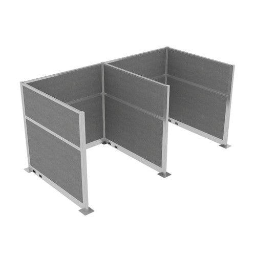 Acoustic Portable Partition Wall Pre-Configured Hush Panel Electric Cubicles 6' x 6' Cloud Gray Woven Fabric - Silver Trim