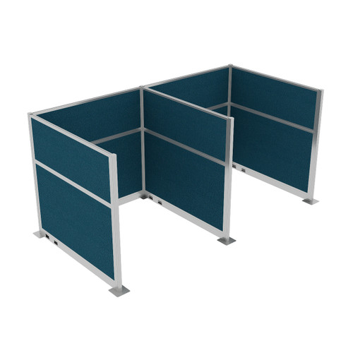 Acoustic Portable Partition Wall Pre-Configured Hush Panel Electric Cubicles 6' x 6' Caribbean Woven Fabric - Silver Trim