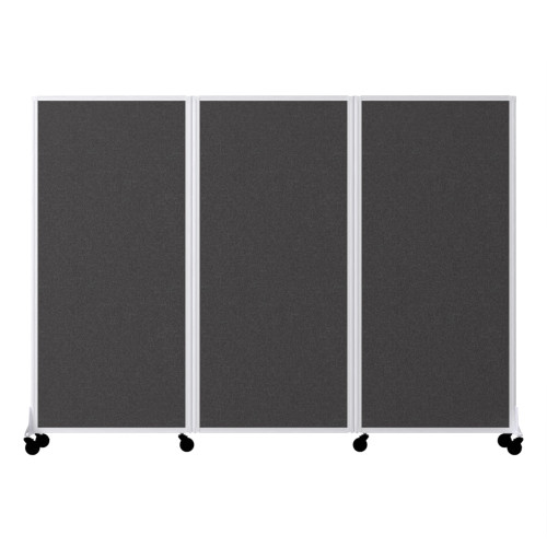 QuickWall Folding Portable Partition - 8'4" x 5'10" - Charcoal Gray Fabric - White Frame