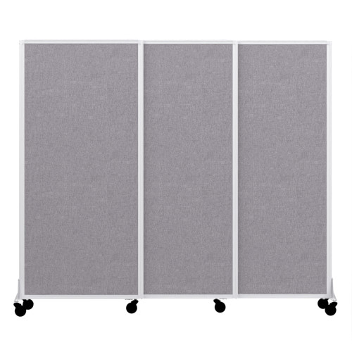QuickWall Sliding Portable Partition - 7' x 5'10" - Cloud Gray Fabric - White Frame