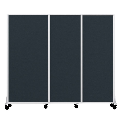 QuickWall Sliding Portable Partition - 7' x 5'10" - Blue Spruce Fabric - White Frame