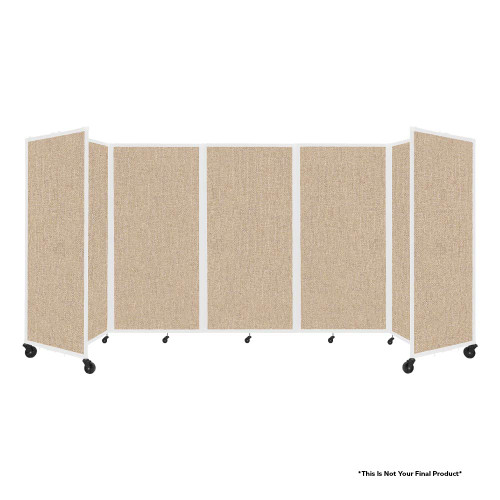 Room Divider 360 Folding Portable Partition - 14' x 6' - Blue Spruce Fabric - White Frame