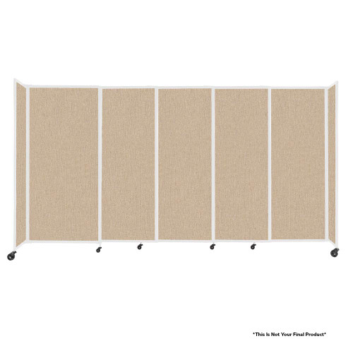 StraightWall Sliding Portable Partition - 11'3" x 6' - Sand Fabric - White Frame