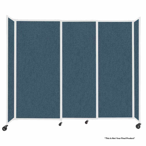 StraightWall Sliding Portable Partition - 7'2" x 6' - Ocean Fabric - White Frame